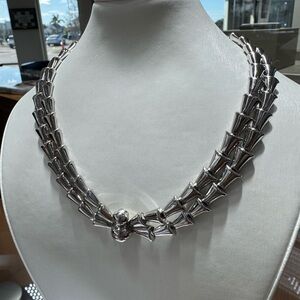 Art Deco Machine Age Stainless Steel Necklace.